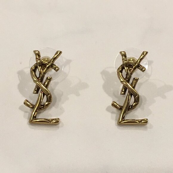 YSL Logo Stud Earrings - Picture 1 of 3